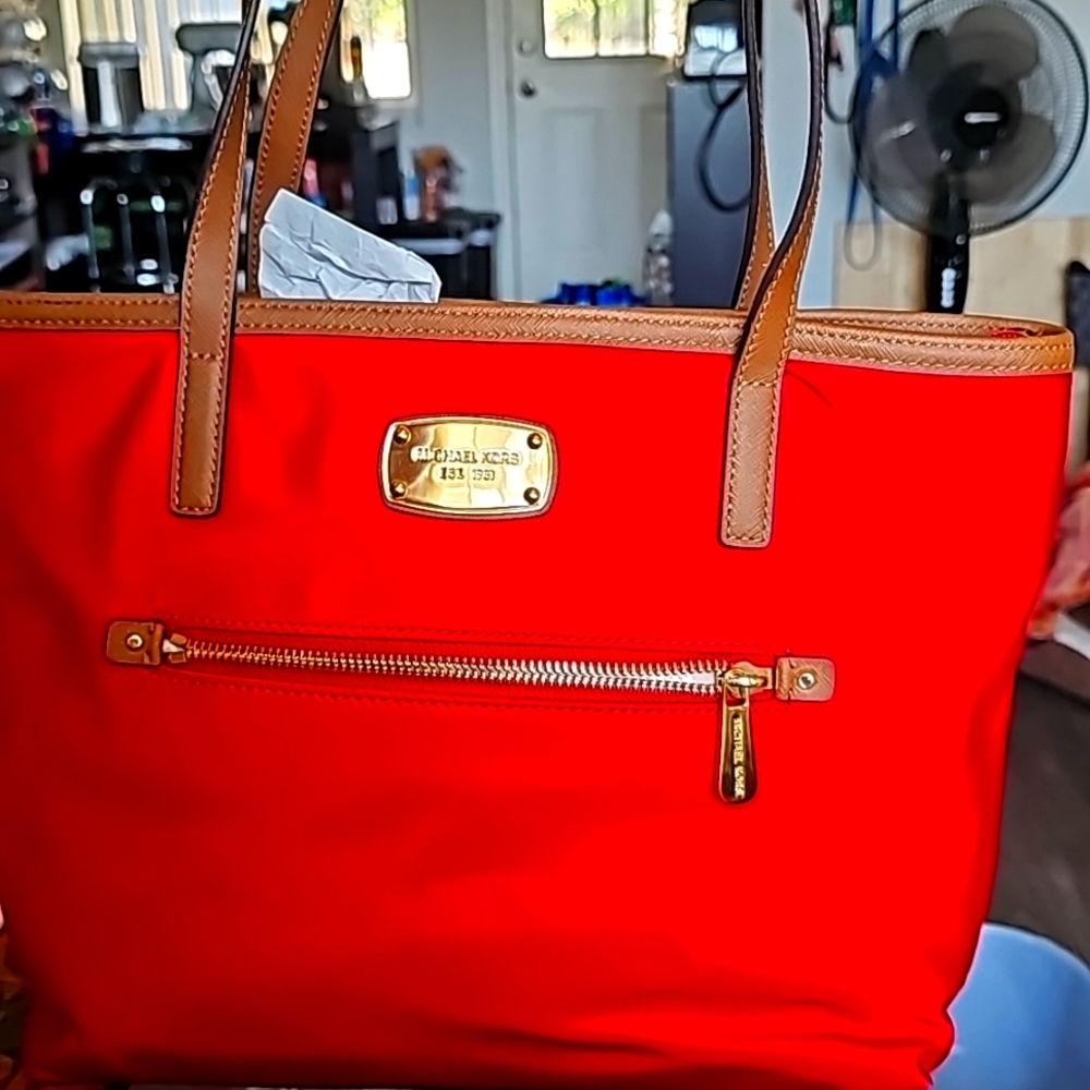 Michael Kors red Montauk Nylon tote